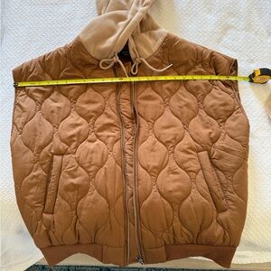Vici Brown Quilted Vest with Cream Hoodie